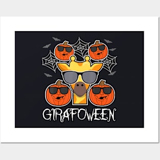 Halloween Giraffe with glasses pumkin for Halloween Party Posters and Art